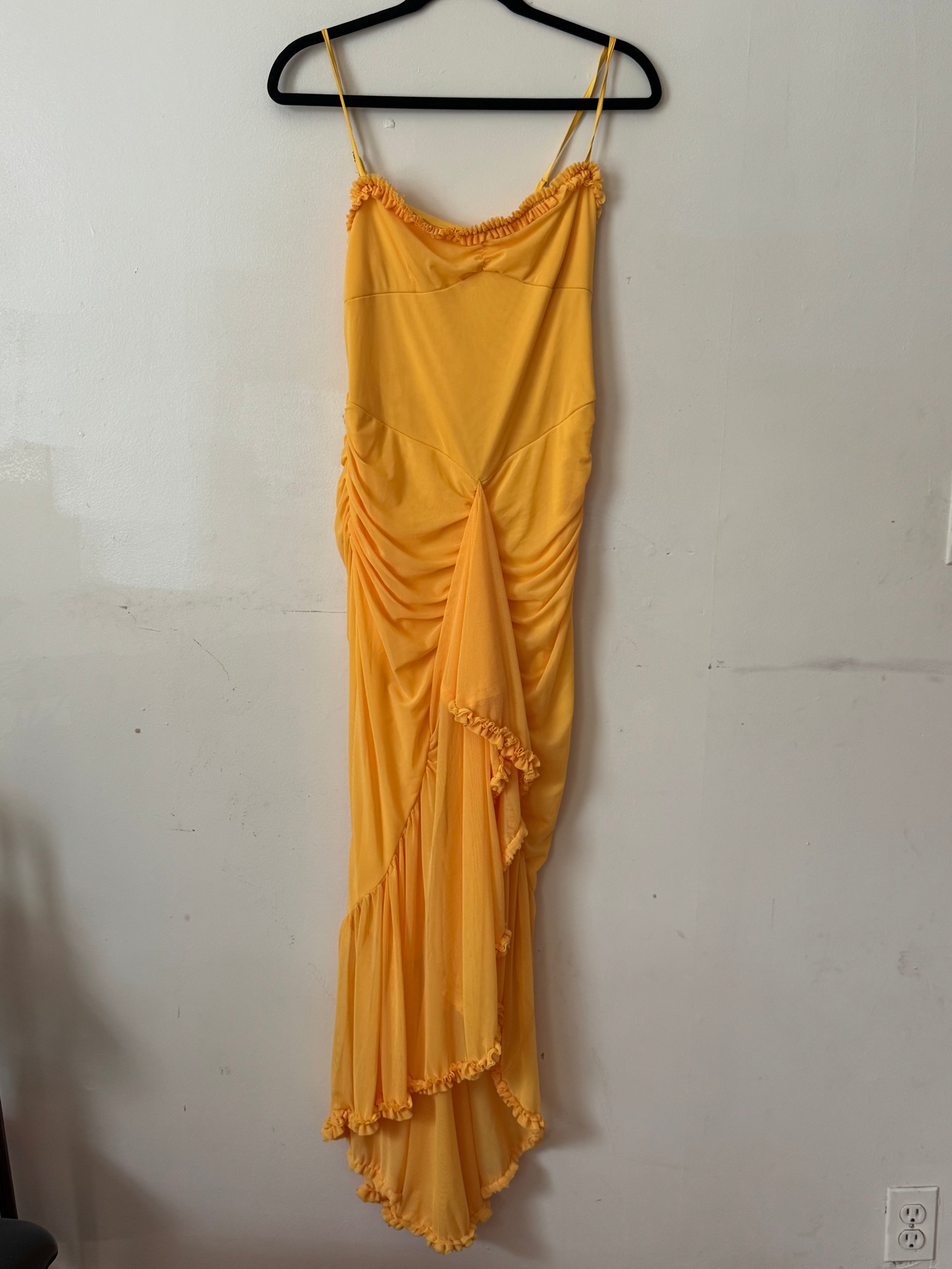 Canary Yellow Ruffled Maxi Dress